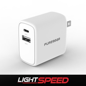 PureGear Light Speed 30W Charger Dual usb port USB-C and USB-A PD Wall Charger
